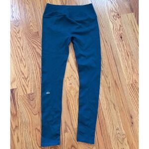 Alo Yoga Ribbed High Waist Seamless Leggings Teal Blue Womens Medium